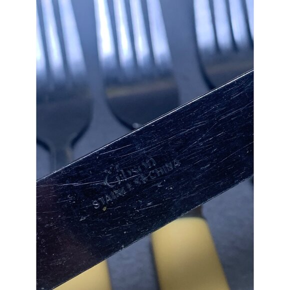 Vintage Gibson Yellow Handle Silverware Set 12-Piece Stainless Steel Flatware - Picture 4 of 15